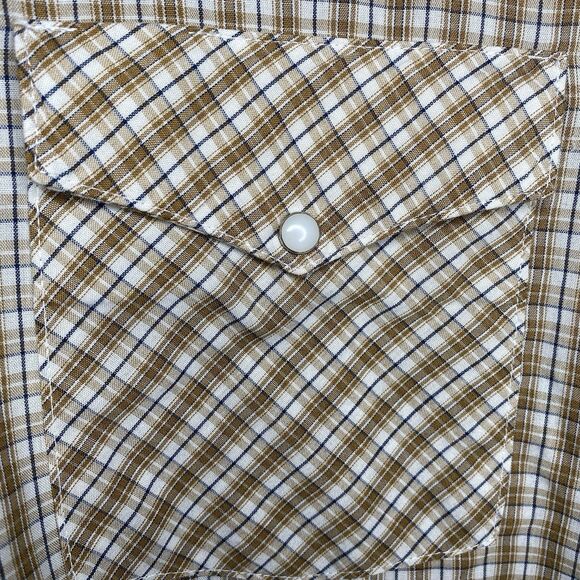 Vintage DALES Shirt Plaid Pearl Snap Long Sleeve Western Cowboy Mens L Brown USA - Picture 1 of 9